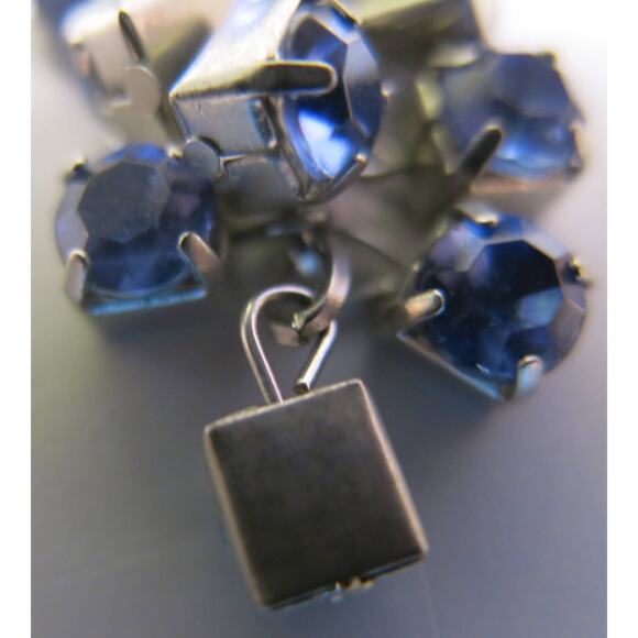 PIERCED EARRINGS Long Dangle Drop Cluster Blues Silver Sparkle Boho Jewelry - Picture 7 of 8